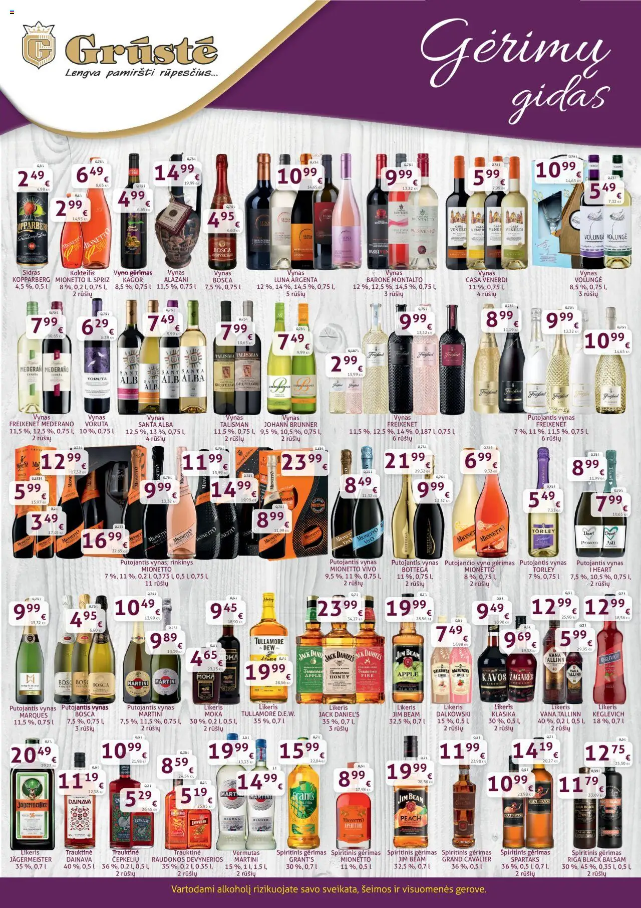 GRUSTE leidinys galioja nuo 2025.10.21 – puslapio numeris 1 - Vynas, Jägermeister