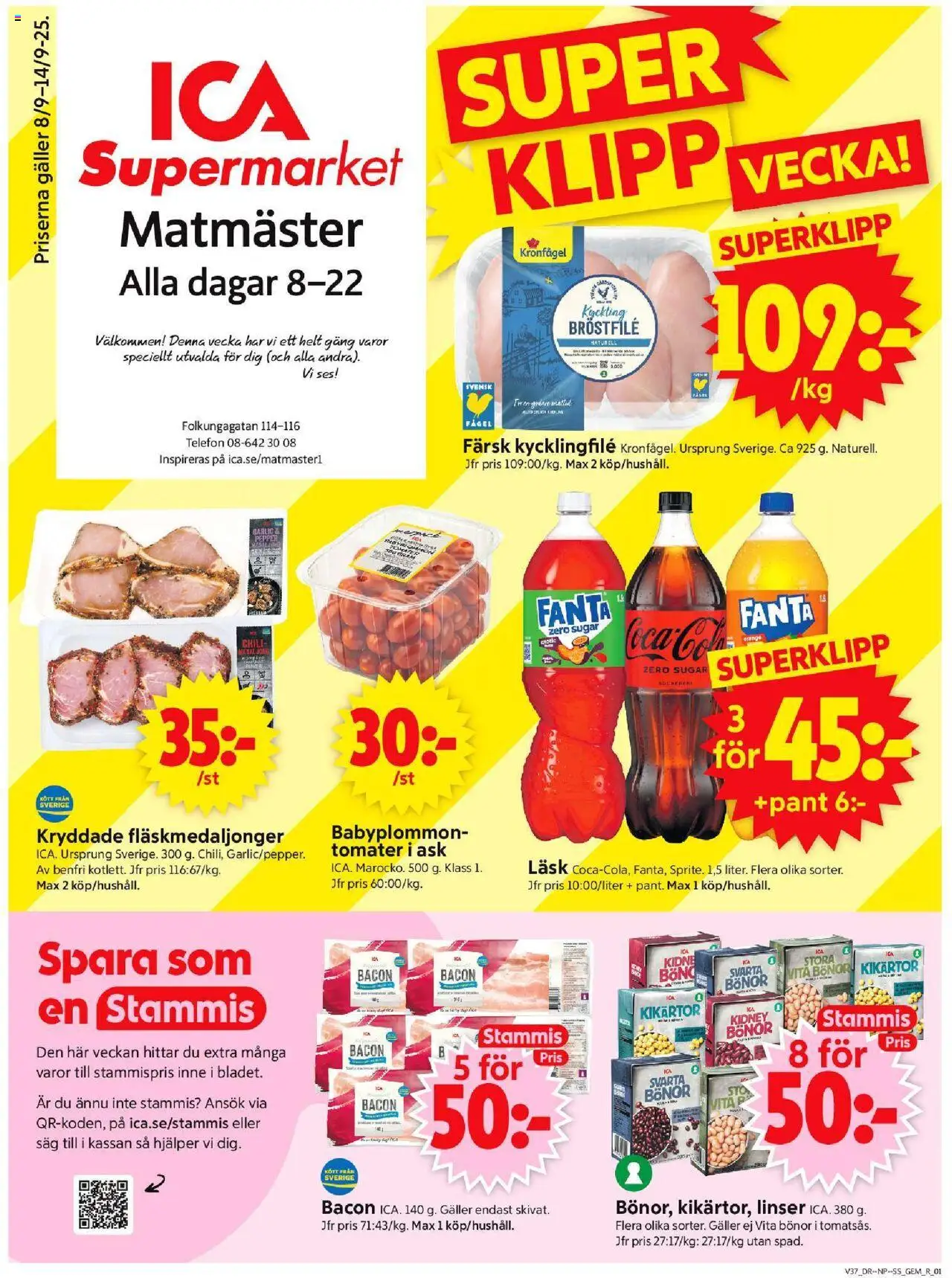 Stockholm är giltig 08/09 2025 > Veckans Erbjudanden gäller från 08/09/2025 till 14/09/2025 sidnummer 1 - Telefon, Linser, Kycklingfile, Kikärtor, Bacon, Såg, Bönor, Tomater