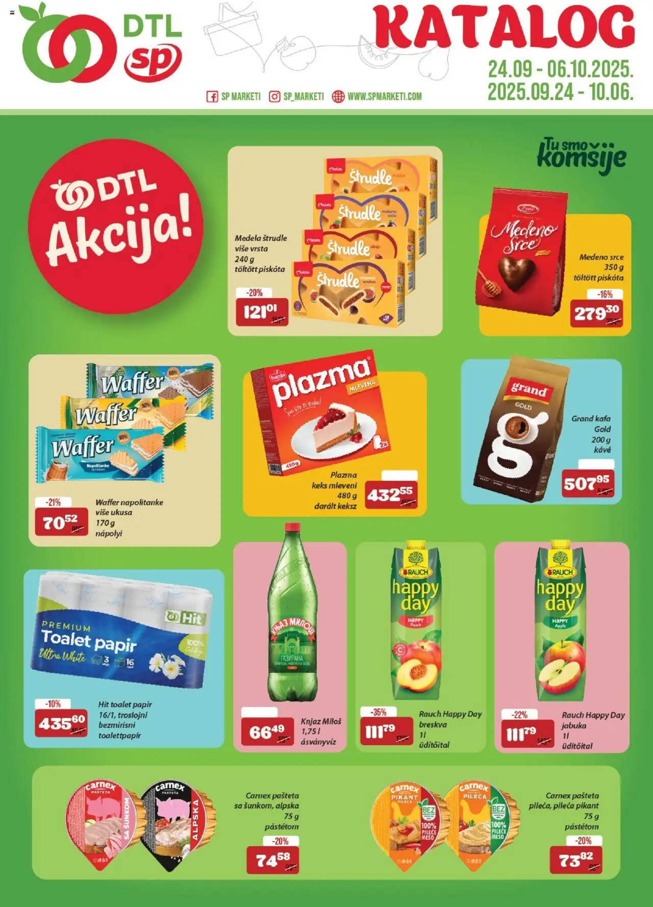 Senta Promet katalog važi od 24.09.2025 - stranica 1 - Kafa, Keks, Breskva, Napolitanke, Pašteta, Toalet papir, Plazma
