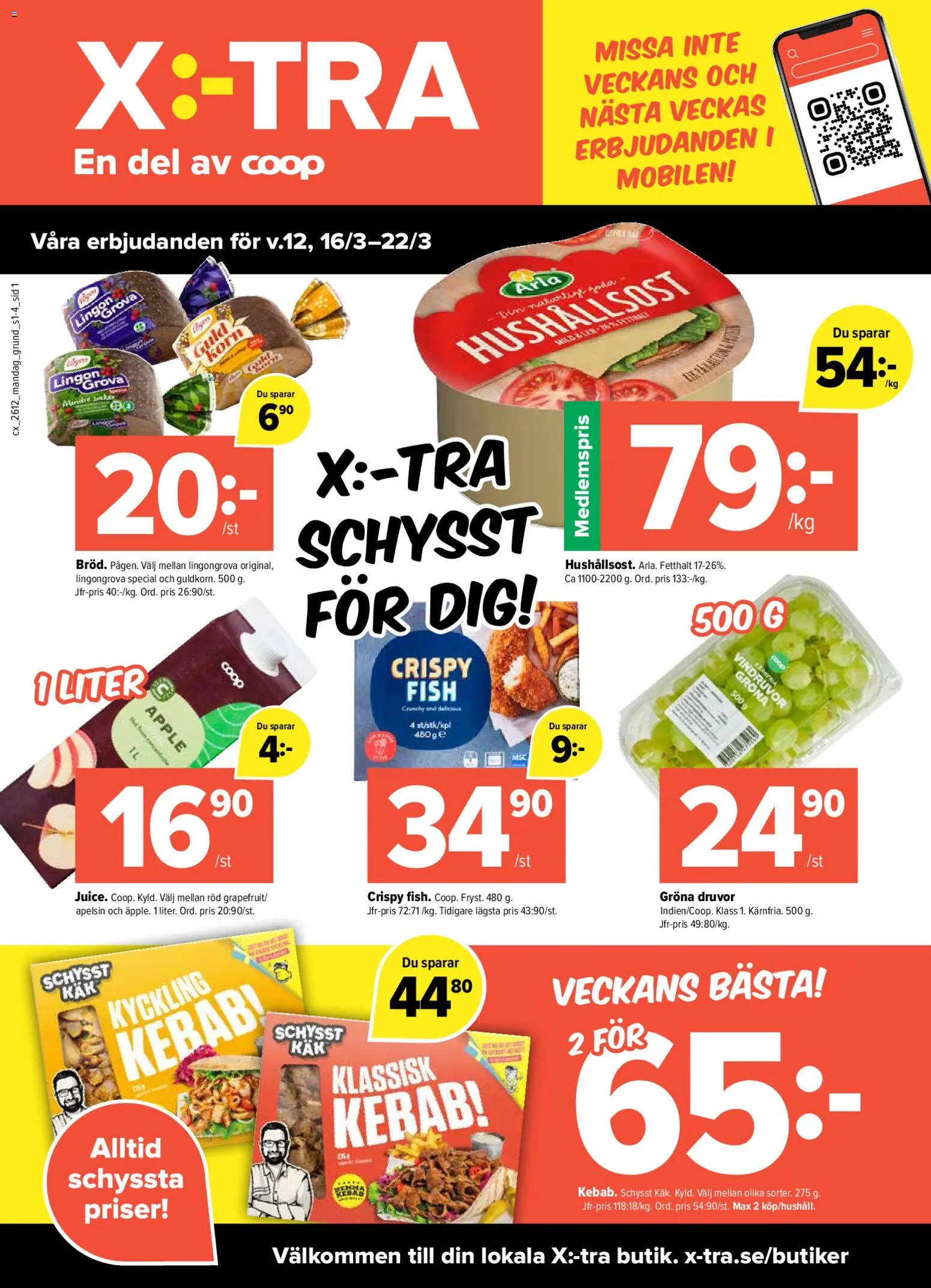 Förhandsgranska reklamblad Coop X:-TRA erbjudanden från butik Coop X:-TRA gäller från 16/03/2026