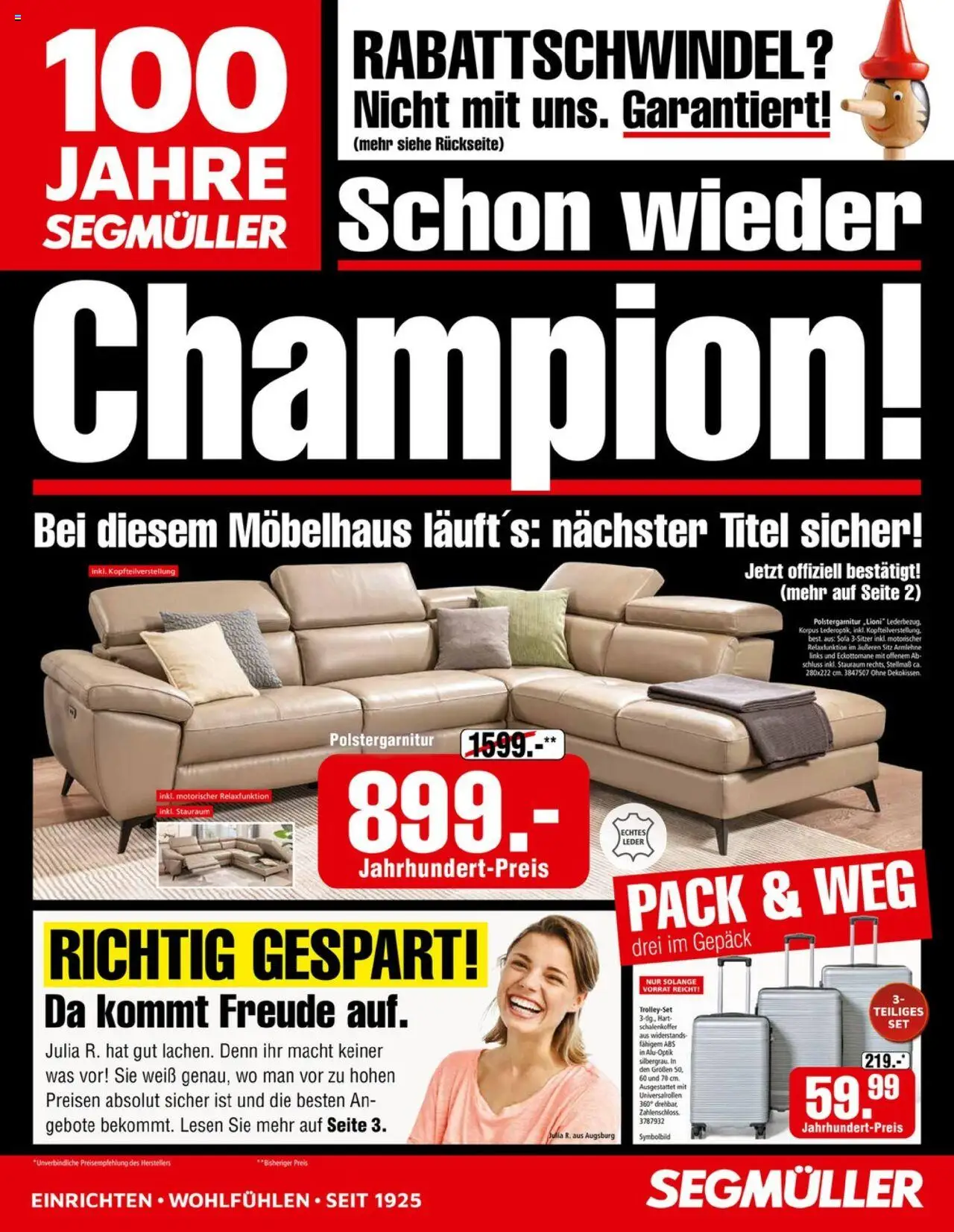 Segmüller Schon wieder Champion! (vom 30.08.2025 - 14.09.2025) - Sofa