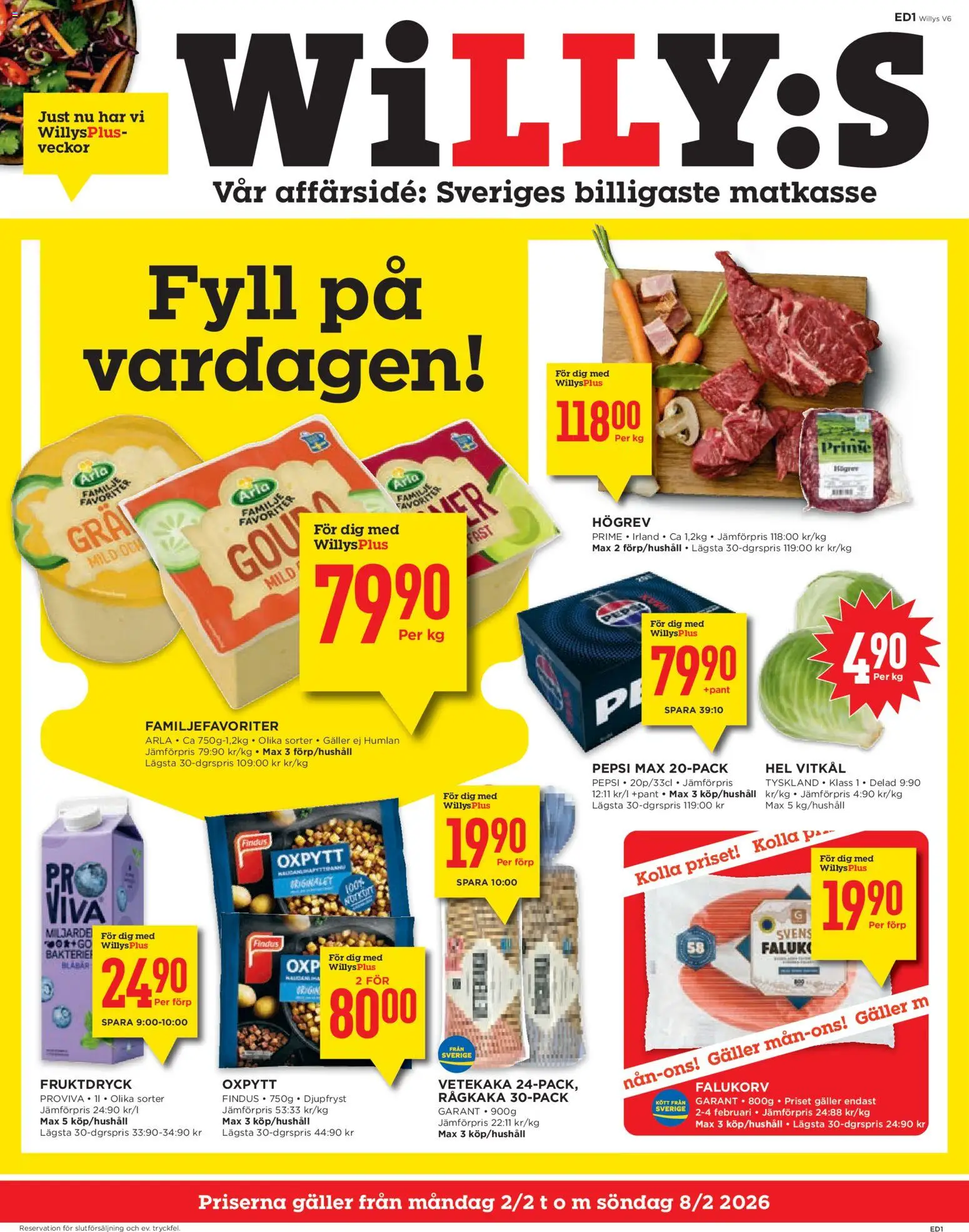 Förhandsgranska reklamblad Aktuella reklamblad Willys från butik Willys gäller från 02/02/2026