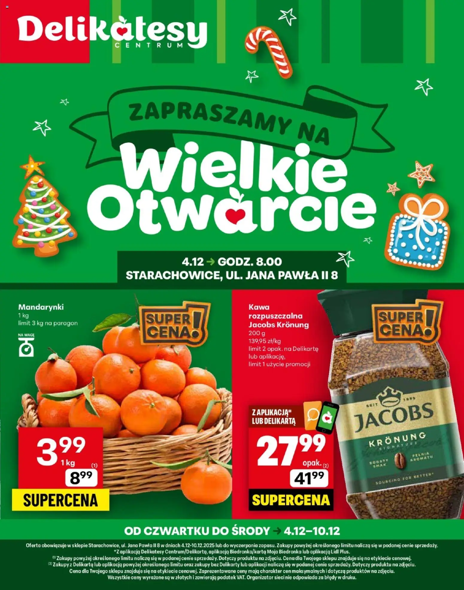 Pogląd gazetki "Starachowice Otwarcie" ze sklepu Delikatesy Centrum ważnej od 04.12.2025