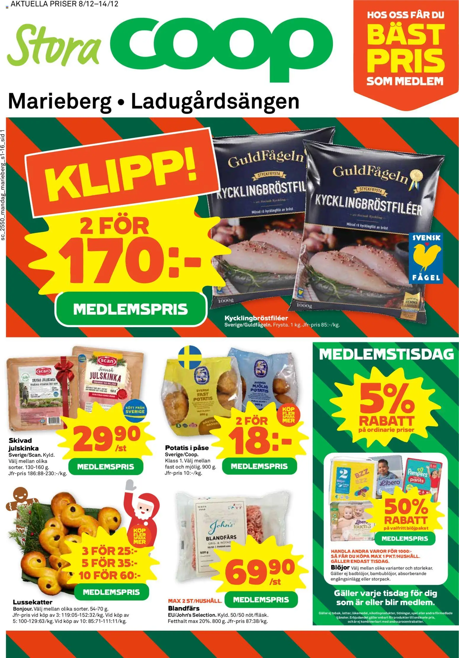 Förhandsgranska reklamblad Örebro från butik Coop Forum gäller från 08/12/2025 - Spel, Potatis, Kycklingfile, Galler, Blöjor, Blandfärs