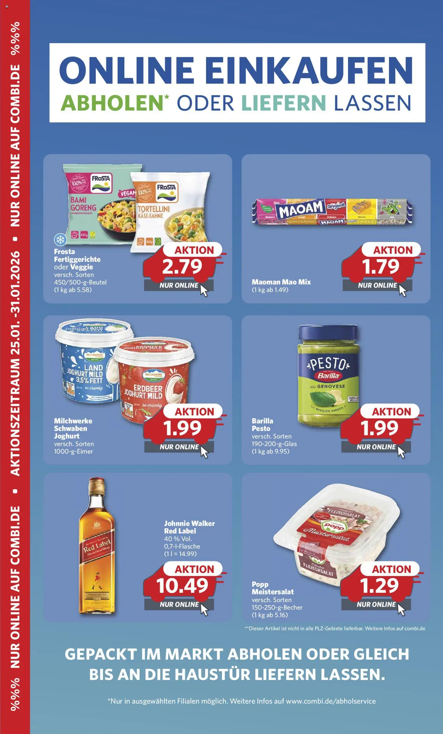 Vorschau von dem Prospekt des Geschäftes Combi, gültig ab dem 25.01.2026 - Joghurt, Frosta, Barilla, Johnnie walker, Fertiggerichte