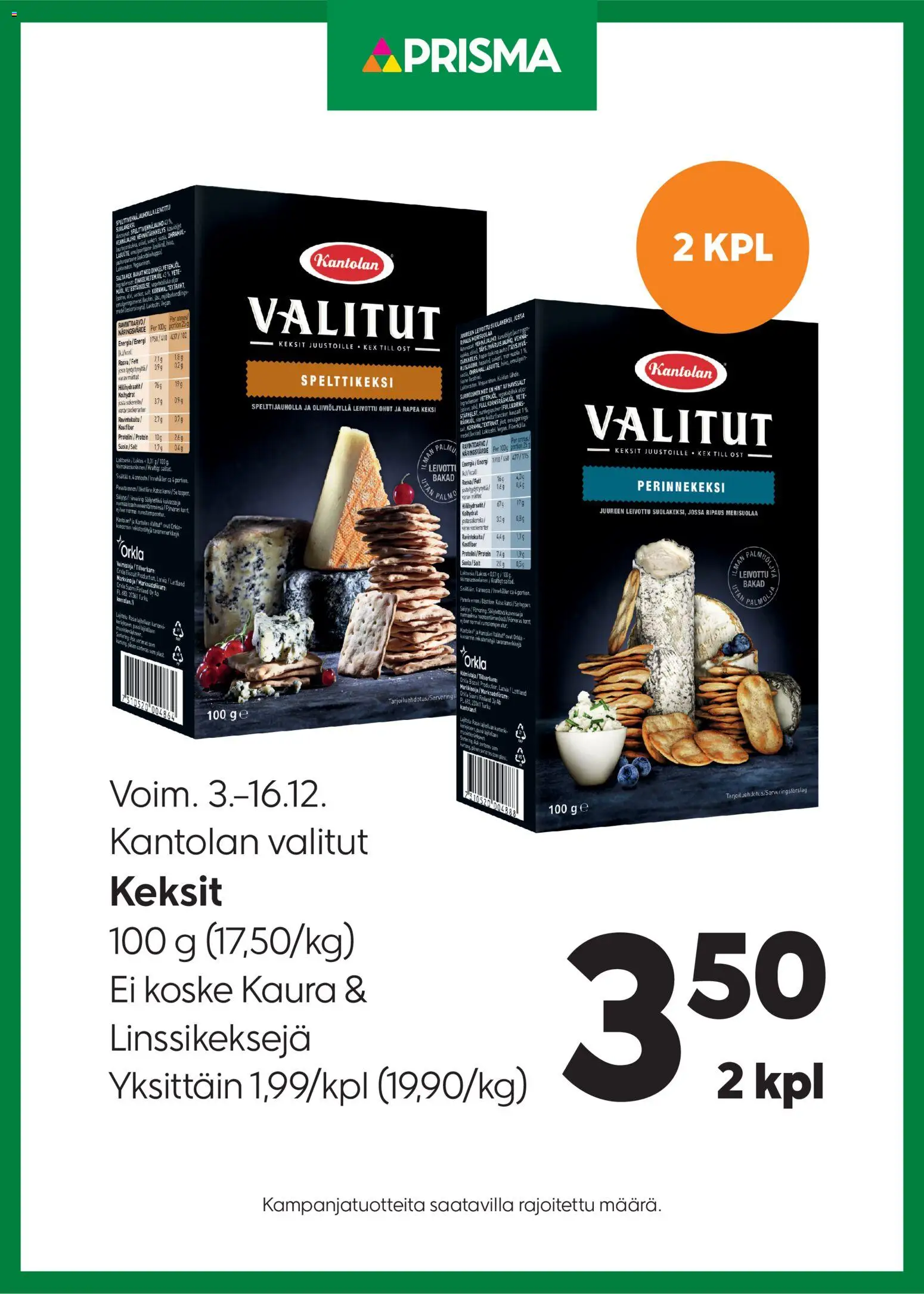 Kaupan Prisma Tarjoukset Kantolan esikatselu, voimassa 03/12/2025