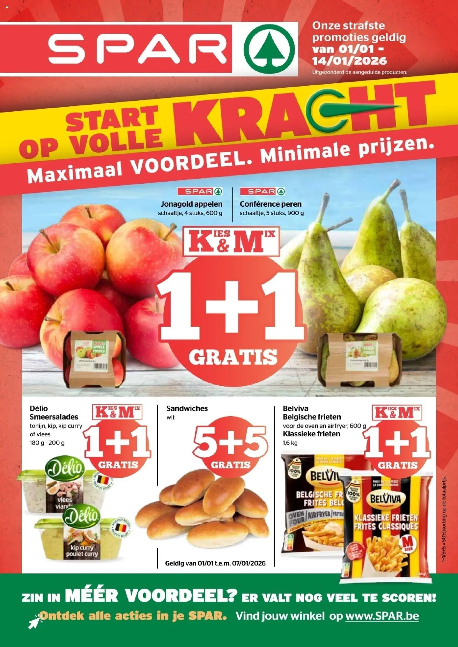 Voorbeeld van Folder van winkel Spar geldig vanaf 01/01/2026 - Kip, Oven, Vlees, Peren, Appelen, De oven