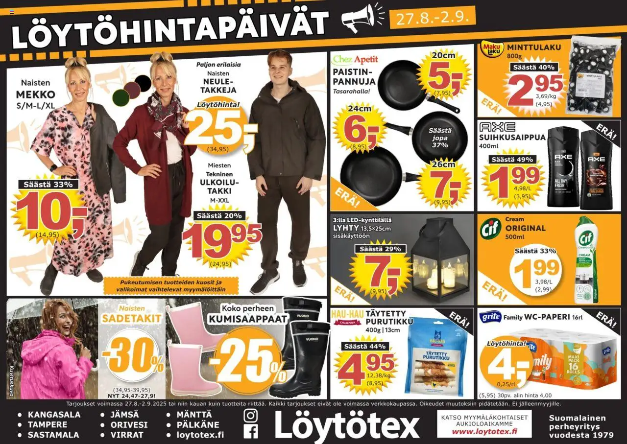 Löytötex-kaupan Tarjoukset voimassa 27/08/2025 - Sivulla 1