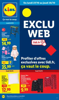 Prévisualisation de Catalogue les bonnes affaires de la semaine exclu web du magasin LIDL formulaire valide 27/10/2025