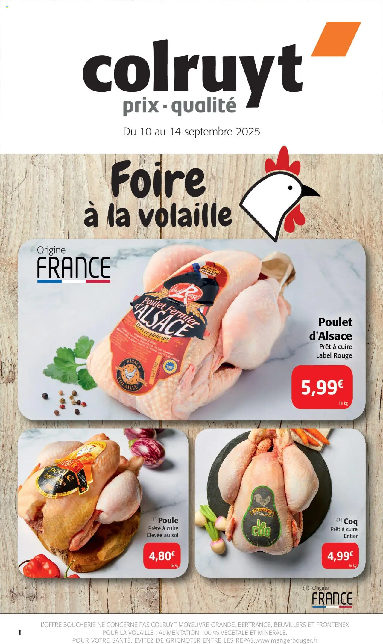 Foire à la volaille de la boutique Colruyt valable du 10/09/2025 - Page numéro 1