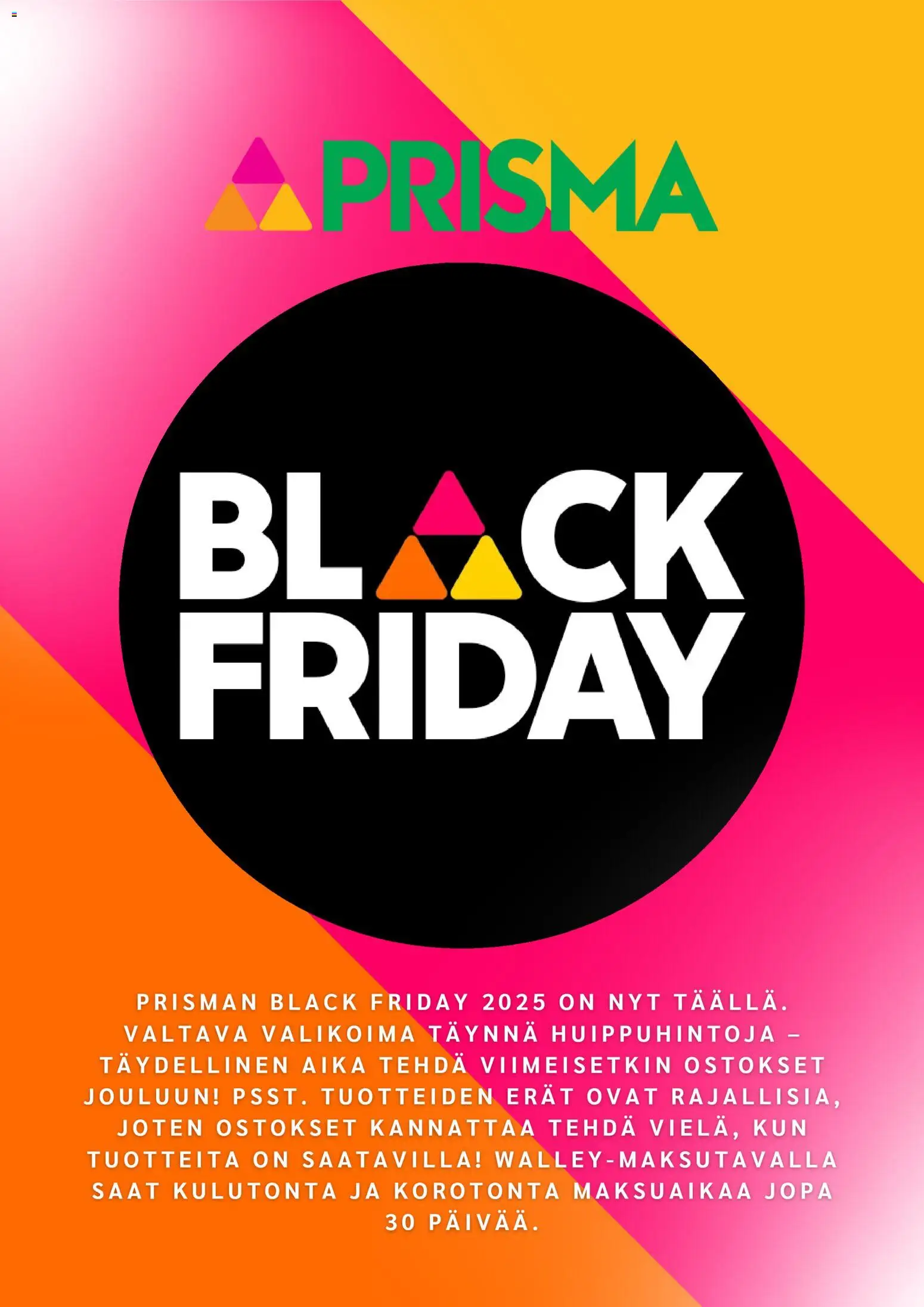 Kaupan Prisma Black Friday esikatselu, voimassa 26/11/2025