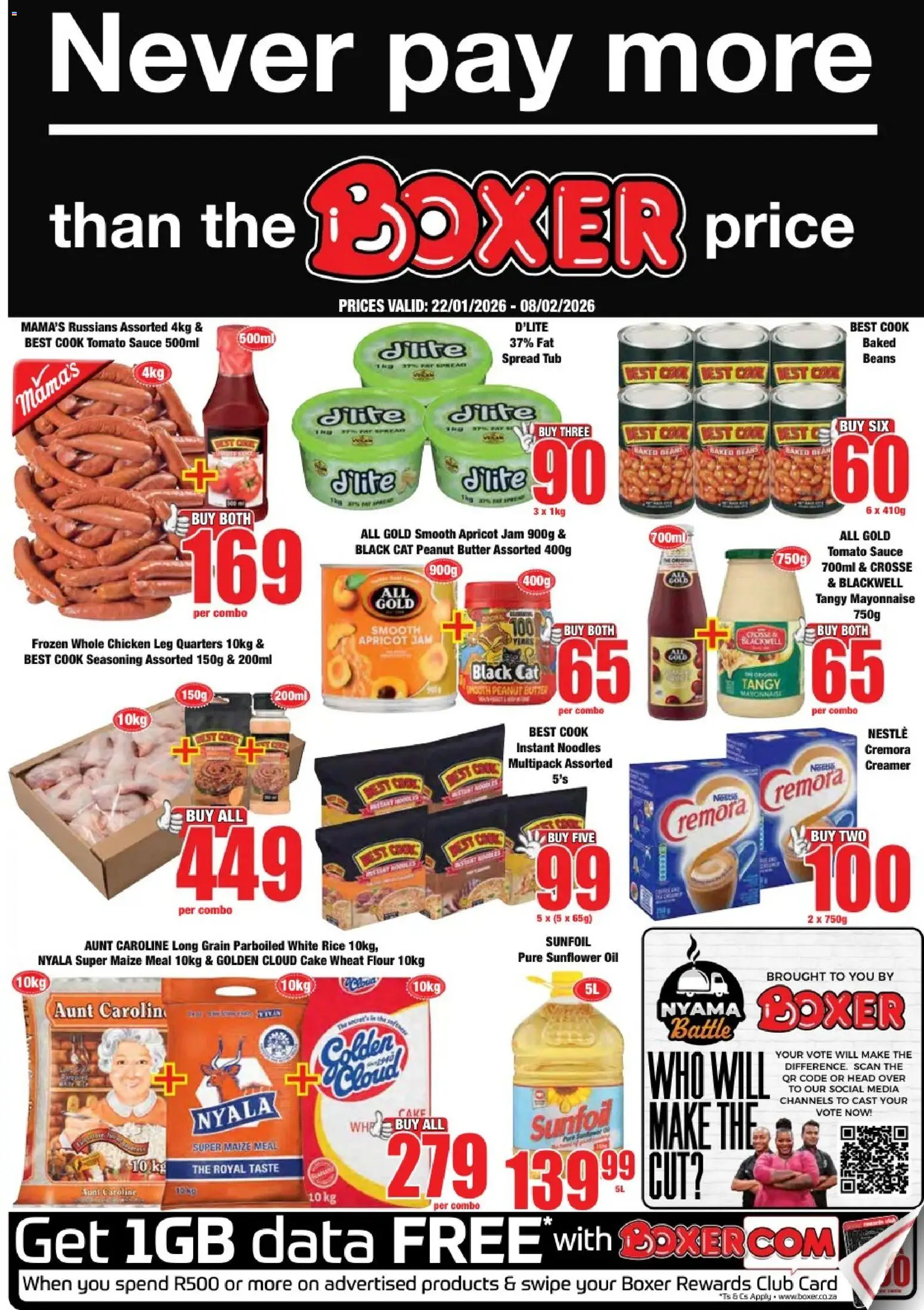 Preview of Boxer flyer valid from 22/01/2026 - Jam, Oil, Data, Rice, Mayonnaise, Flour, Sauce, Spread