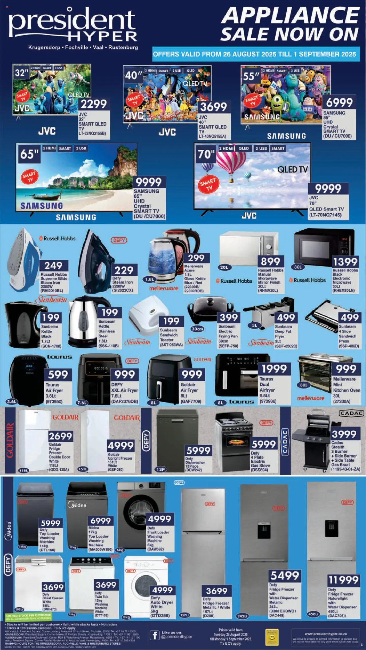 President Hyper Birthday Sale Appliance Specials from 26/08 - 01/09/2025 > Promotions