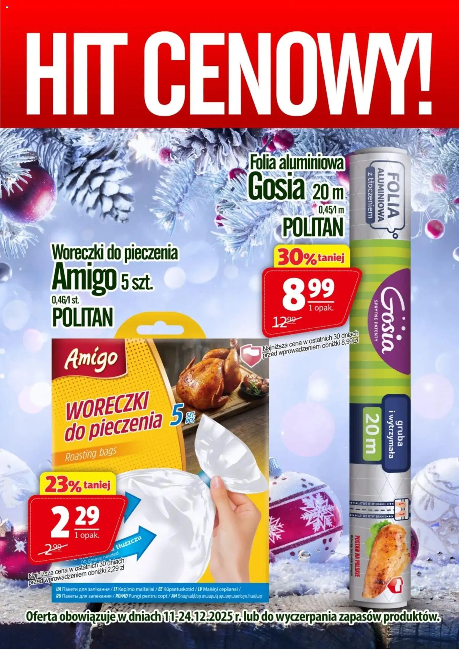 Pogląd gazetki "Promocja - Woreczki Do Pieczenia, Folia Aluminiowa Politan" ze sklepu Prim Market ważnej od 11.12.2025