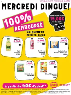 Voorbeeld van Les offres 100% remboursés cora Rocourt van winkel Cora geldig vanaf 03/09/2025