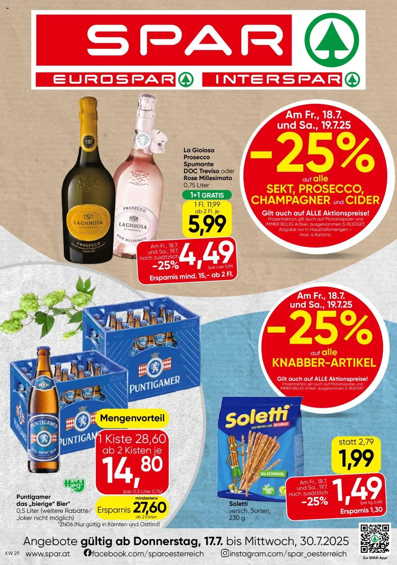  SPAR Flugblatt 17.07.2025 - Prospekt "Kärnten" - Seite 1