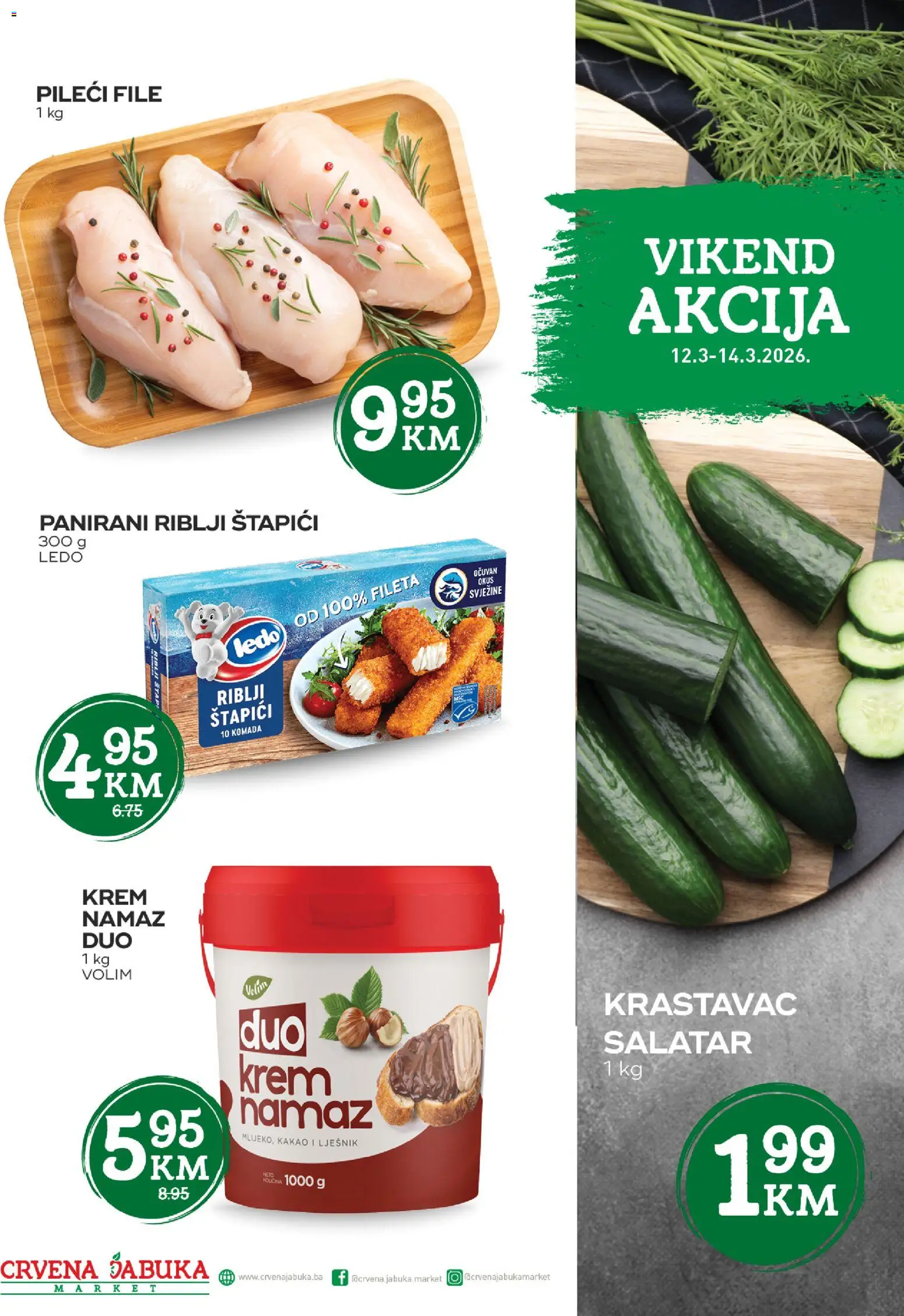 Pregled letka Crvena jabuka vikend akcija trgovine Crvena jabuka vrijedi od 12.03.2026