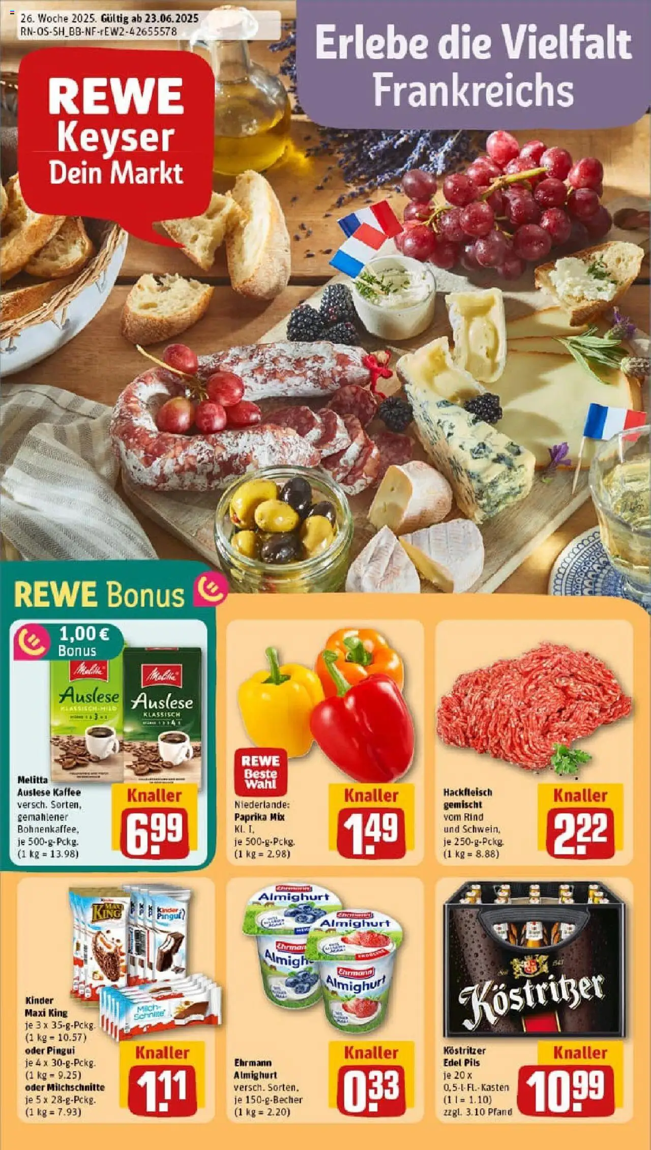 REWE Prospekt ab 22.06.2025 nächste Woche - Prospekt Radebeul (Löma-Center) - Kaffee, Hackfleisch, Paprika, Melitta, Pils, Ehrmann almighurt, Kostritzer
