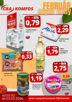 Náhľad CBA Komfos letáku platného od 20.02.2026