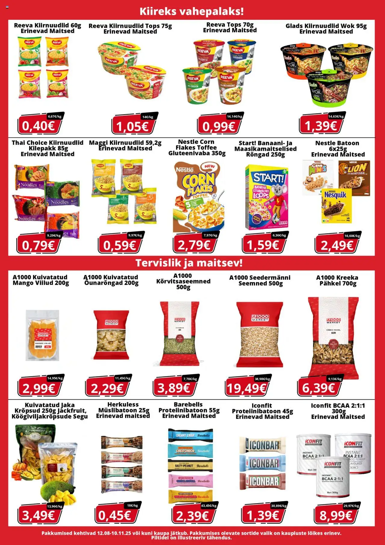 A1000 Market kliendilehe eelvaade alates 2025.08.12