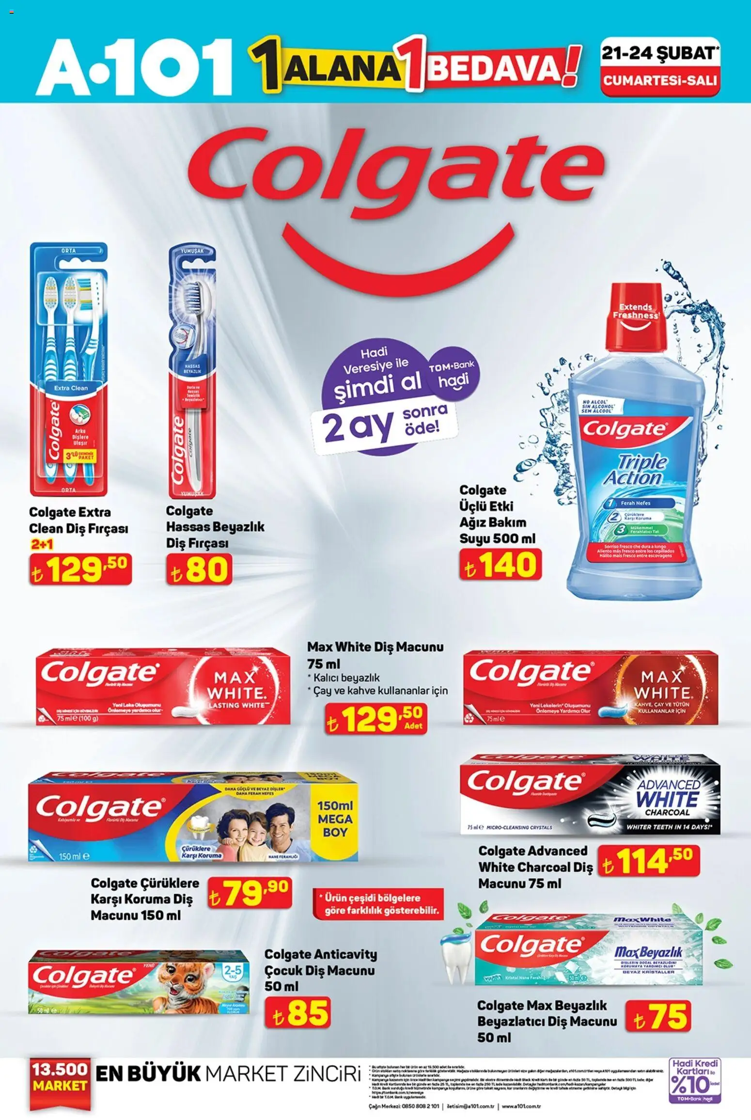 A101 1 Alana 1 Bedava Colgate 21.02.2026 - Broşürünün önizlemesi