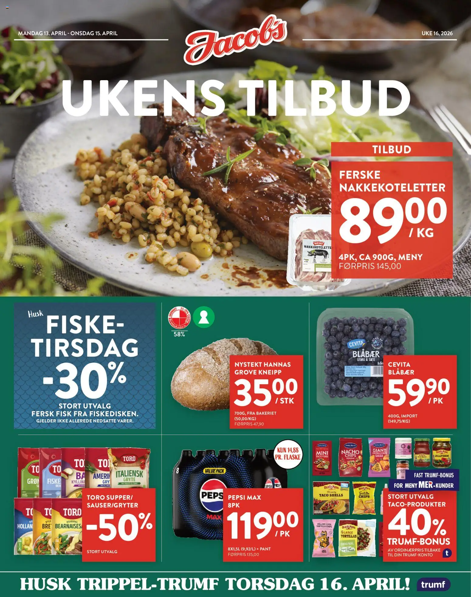 Forhåndsvis Jacobs kundeavis fra butikk Jacobs gyldig fra 13/04/2026