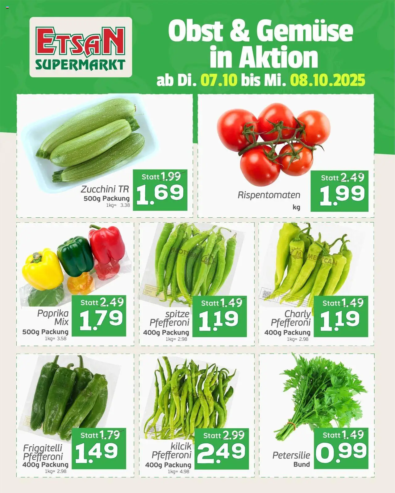  ETSAN Obst und Gemüse ab (07.10.2025 - 08.10.2025) - Seite 1 - Zucchini, Gemüse, Petersilie, Obst