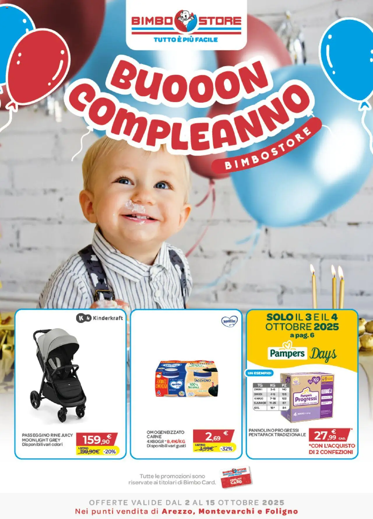 Volantino Bimbo store valido da 02/10/2025 numero di pagina 1 - Carne, Tacchino, Pampers, Passeggino