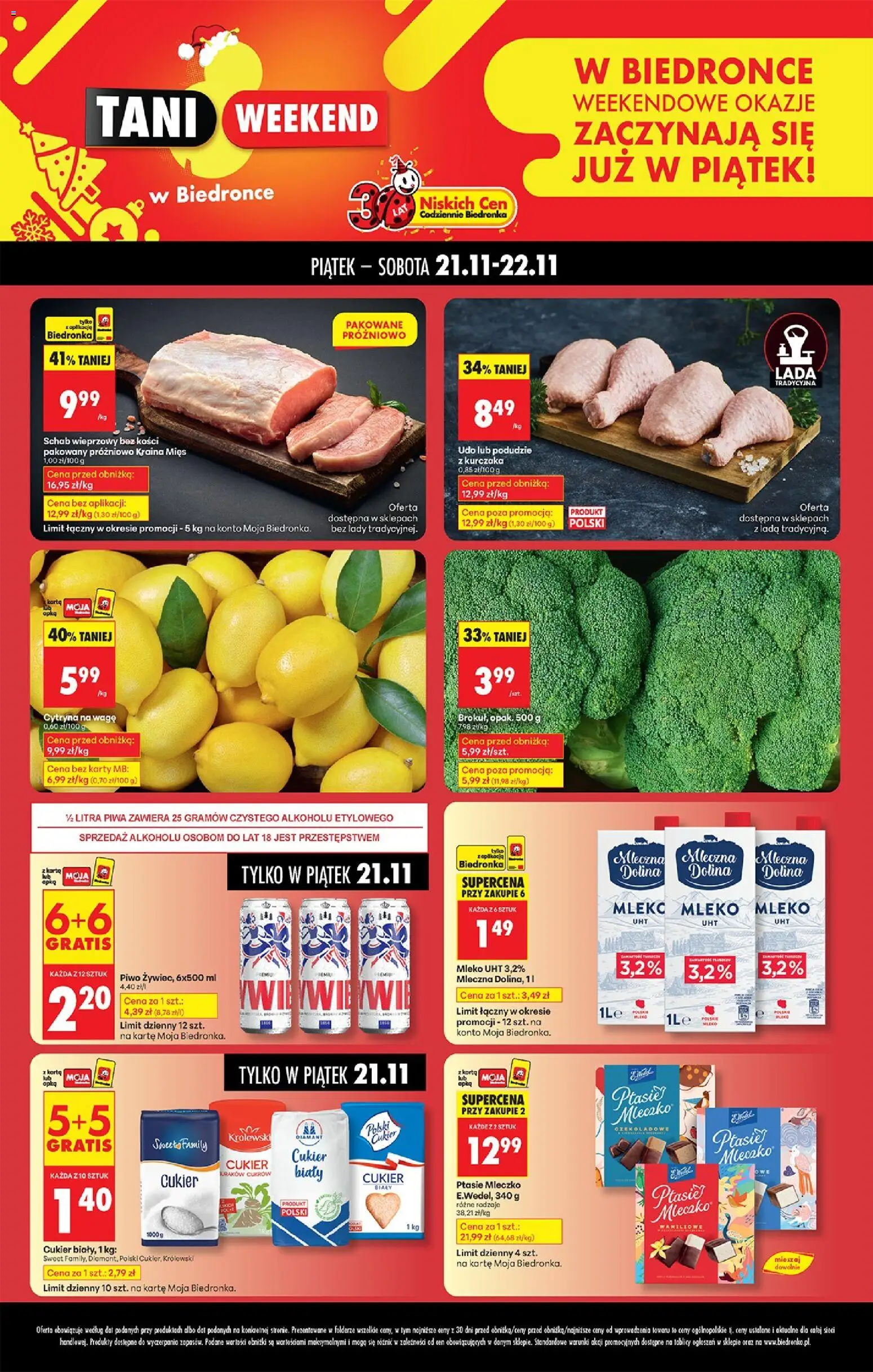 Pogląd gazetki "Tani weekend" ze sklepu Biedronka ważnej od 21.11.2025