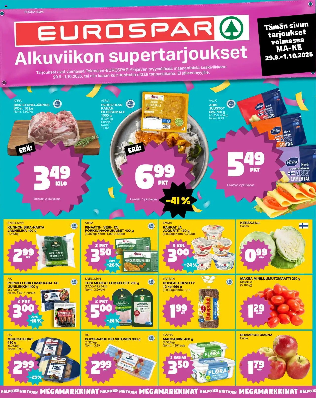 Tokmanni-kaupan EUROSPAR Ylöjärvi Ruokasanomat voimassa 29/09/2025 - Sivulla 1