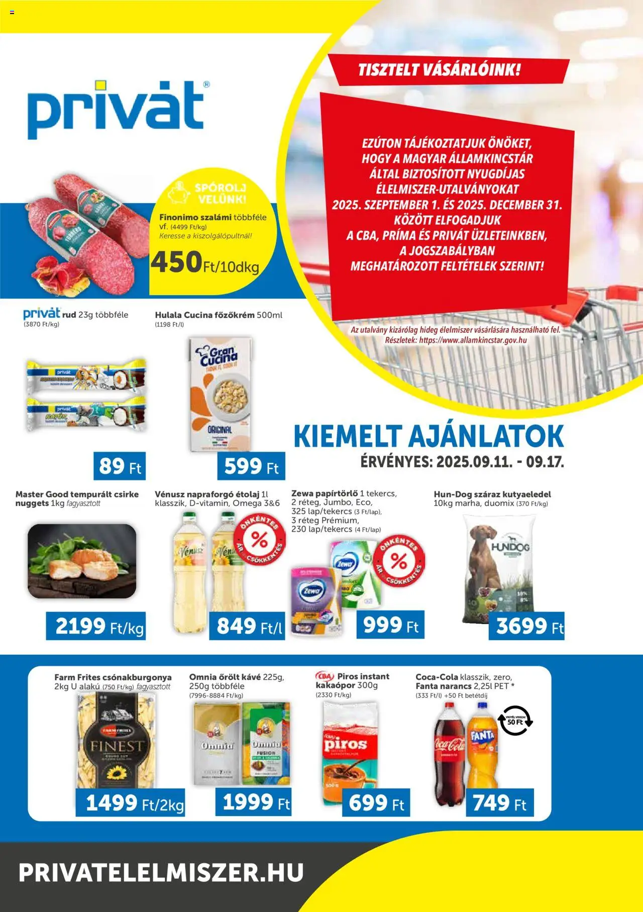 PRIVÁT aktuális szórólap, érvényes 2025.09.11.-től - 1 oldal