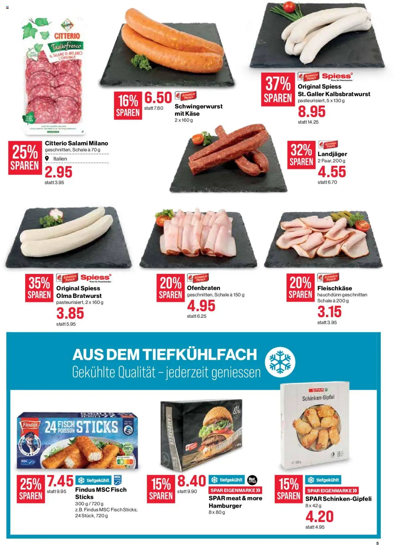 SPAR Aktionen ab 26.06.2025 - Seitennummer 5 - Käse, Salami, Fisch, Wurst