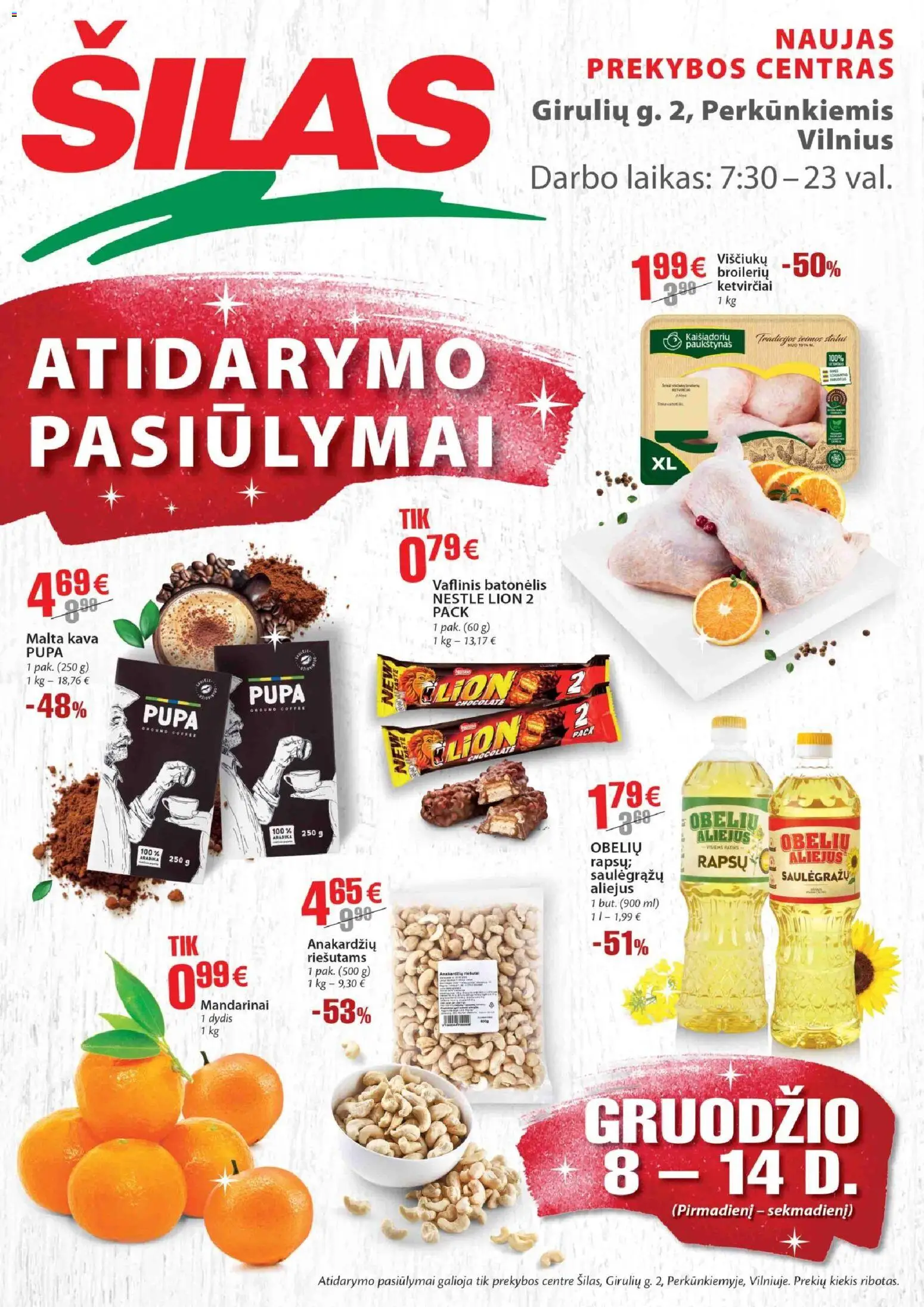 Šilas parduotuvės leidinio Leidinys - Atidarymo pasiūlymai, Vilnius, Girulių g. 2 galiojančio nuo 2025.12.08 peržiūra - Kava, Aliejus, Mandarinai