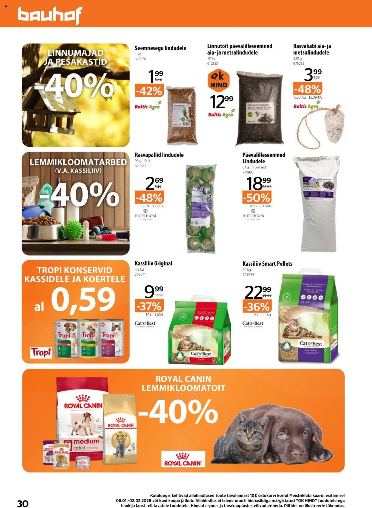 Bauhof kliendilehe eelvaade alates 2026.01.06