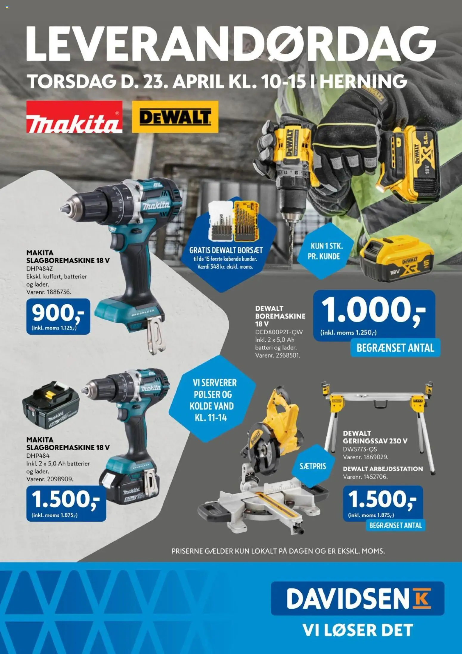 Eksempel på tilbudsavis Davidsen - Leverandørdag Makita-Dewalt Herning fra butik Davidsen gyldig fra 23/04/2026
