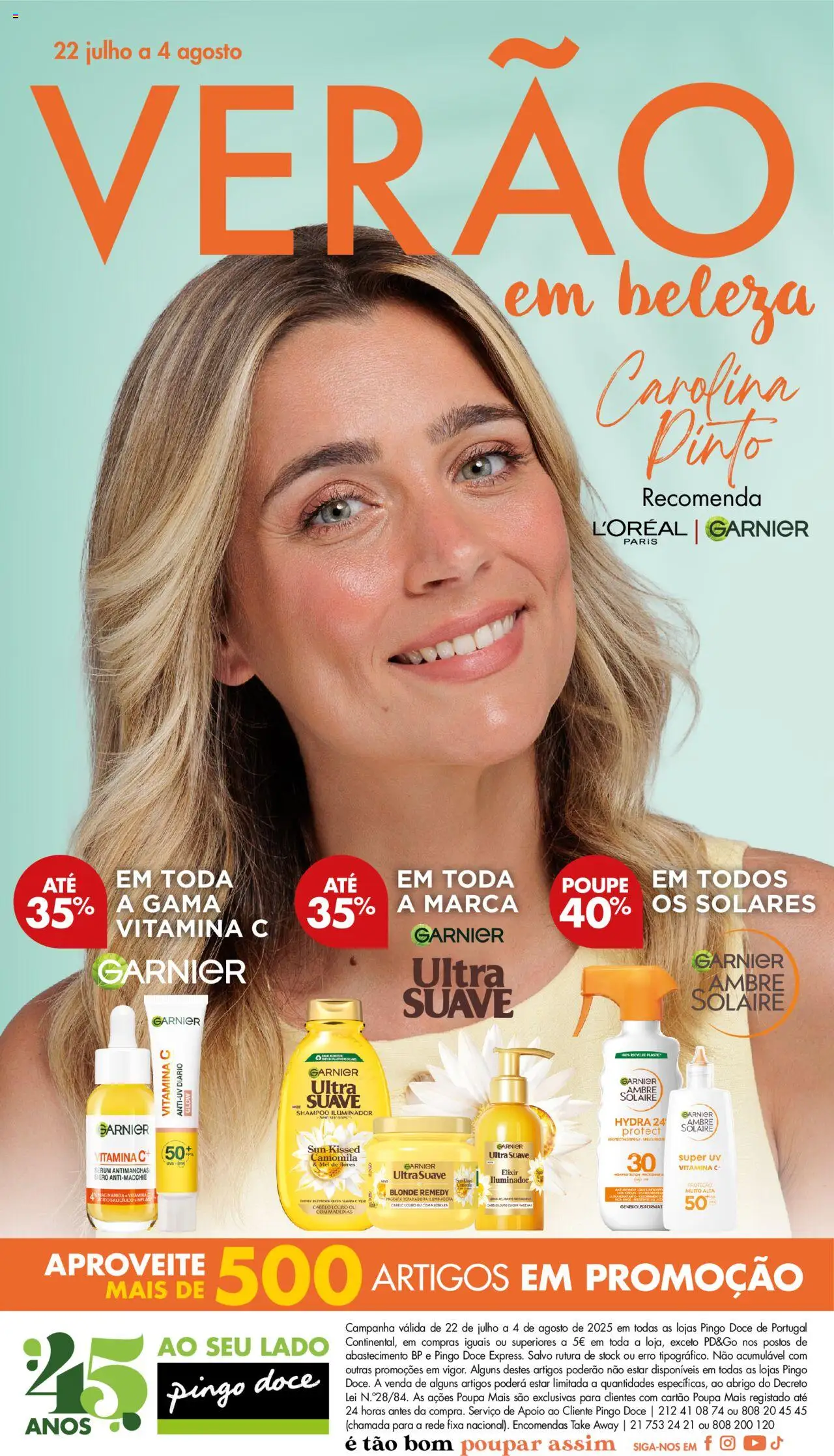 Pingo Doce Folheto de 22/07/2025 - catálogo esta semana - página 1 - Iluminador, Flores, Louro, Shampoo, Sérum, Vitamina c, Mel
