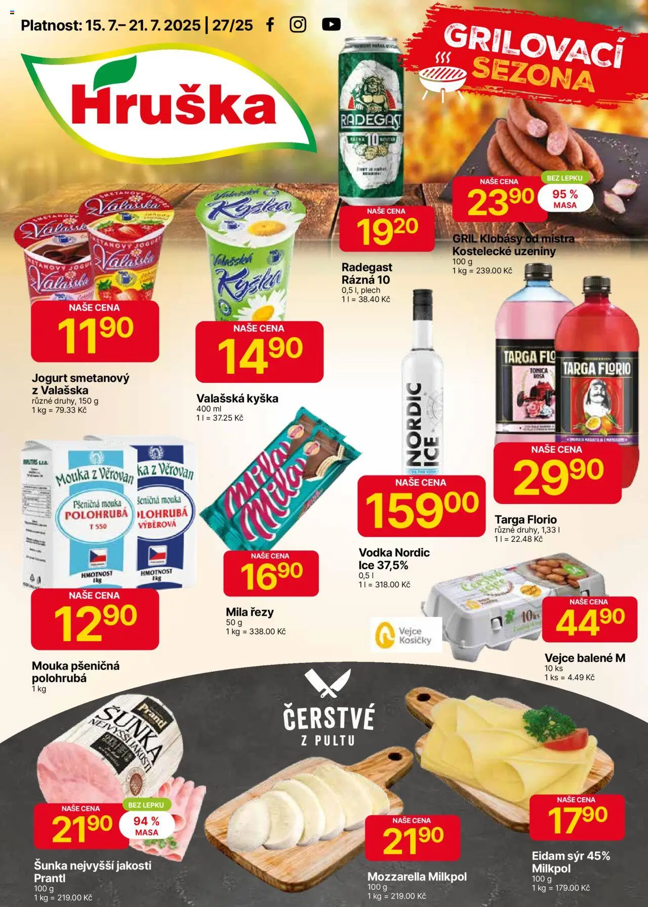  Hruška Leták (15.07.2025 - 21.07.2025) - Sýr, Radegast, Mozzarella, Jogurt, Mouka, Mila, Plech, Klobásy