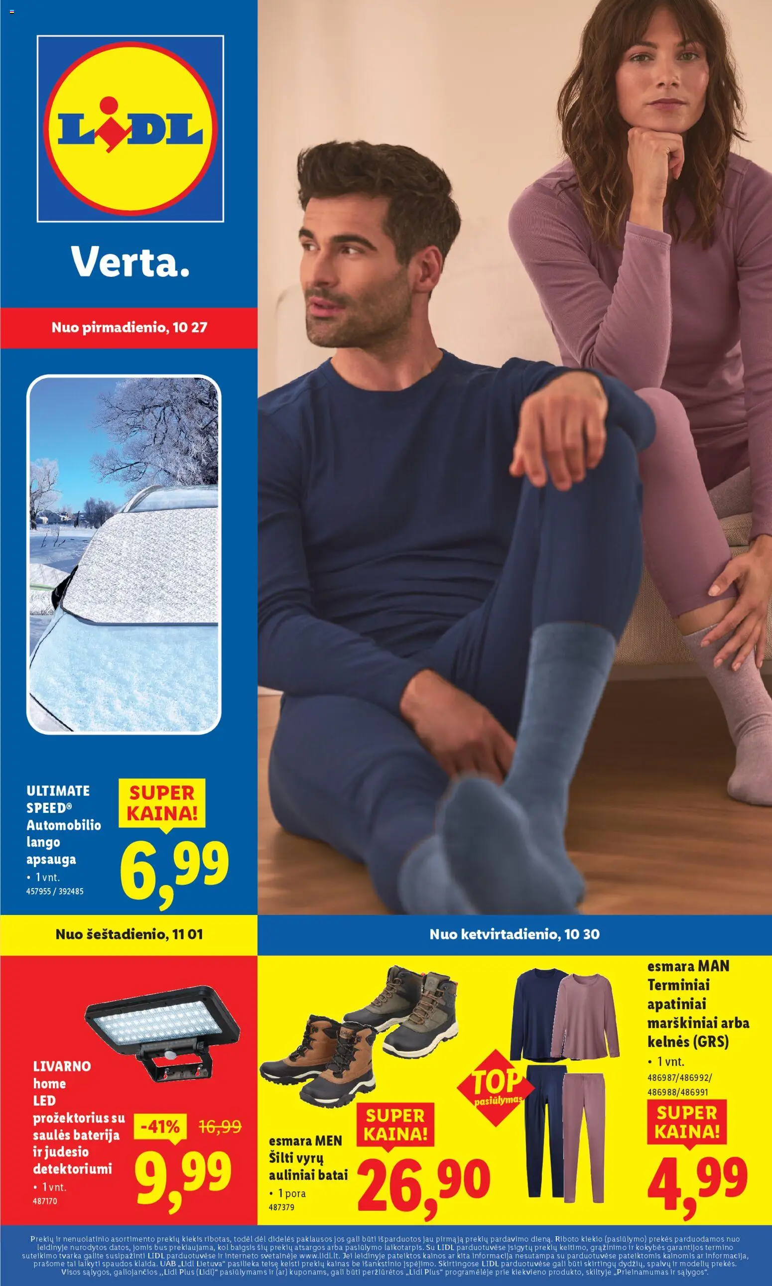 LIDL leidinys galioja nuo 2025.10.27 – puslapio numeris 1 - Kelnes, Marškiniai, Baterija