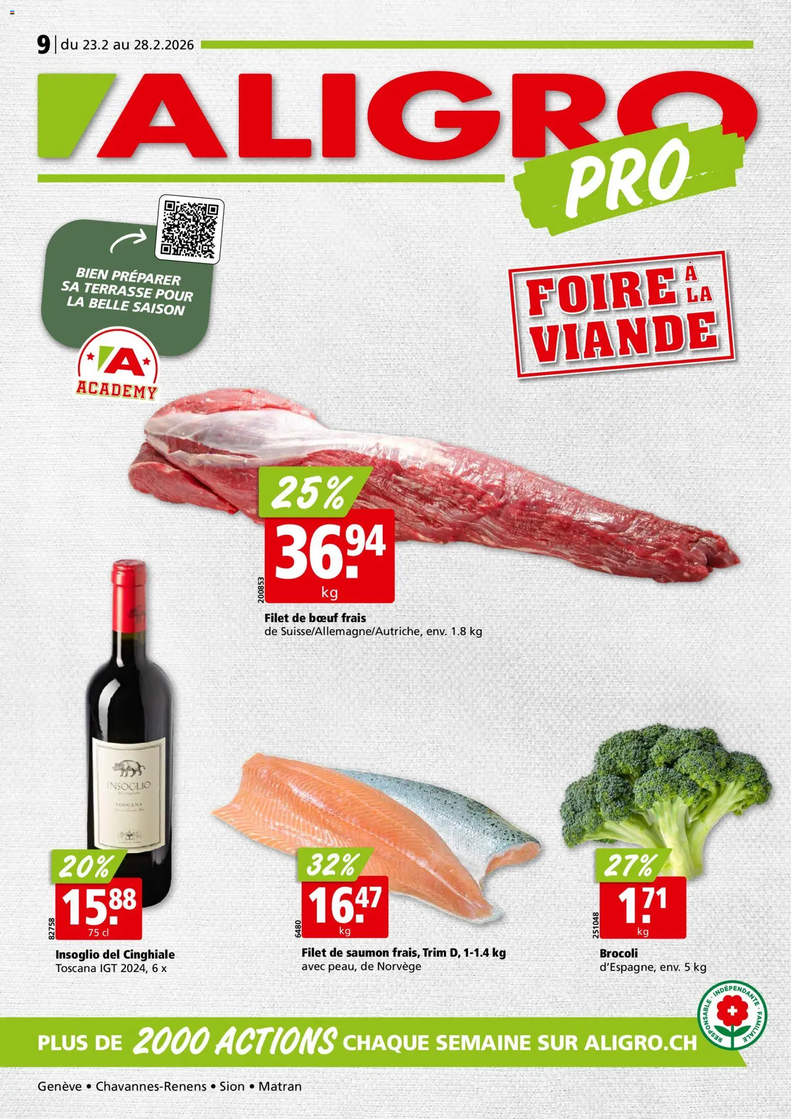 Vorschau des Merkblatts Aktionen Chavannes, Matran, Genève, Sion vom Shop Aligro gültig von 23.02.2026 bis 28.02.2026