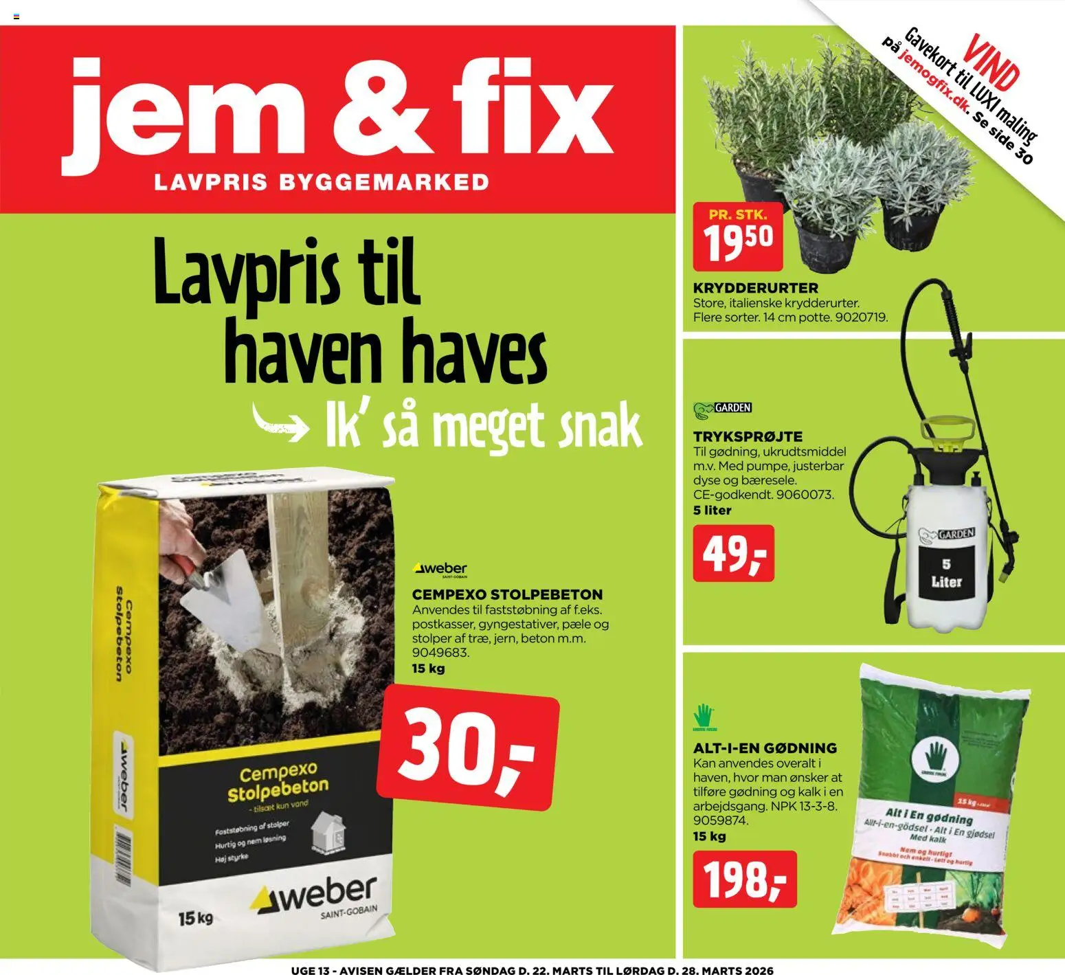 Eksempel på tilbudsavis Jem & fix - Tilbudsavis uge 13 plus fra butik Jem & fix gyldig fra 22/03/2026