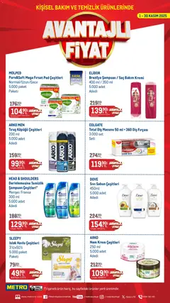 Metro Kişisel Bakım ve Temizlik Ürünleri 01.11.2025 - Broşürünün önizlemesi