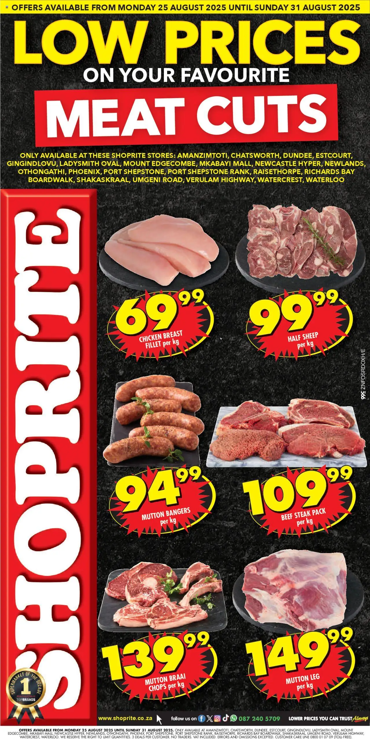 Shoprite KwaZulu-Natal - Low Prices Meat Exclusive 25/08 - 31/08/2025 >> Catalogue