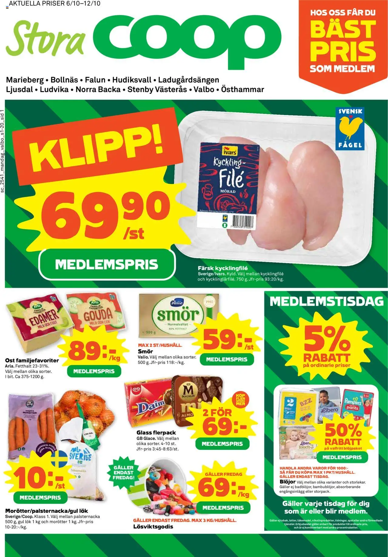 Örebro är giltig 06/10 2025 > Veckans Erbjudanden gäller från 06/10/2025 till 12/10/2025 sidnummer 1 - Glass, Spel, Ost, Smör, Galler, Magnum, Morötter, Gouda