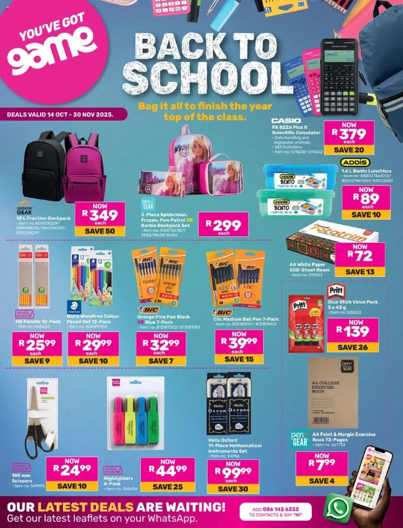  Game Back To School (14/10/2025) - special deals - Page 1 - Calculator, Game, Bag, Backpack
