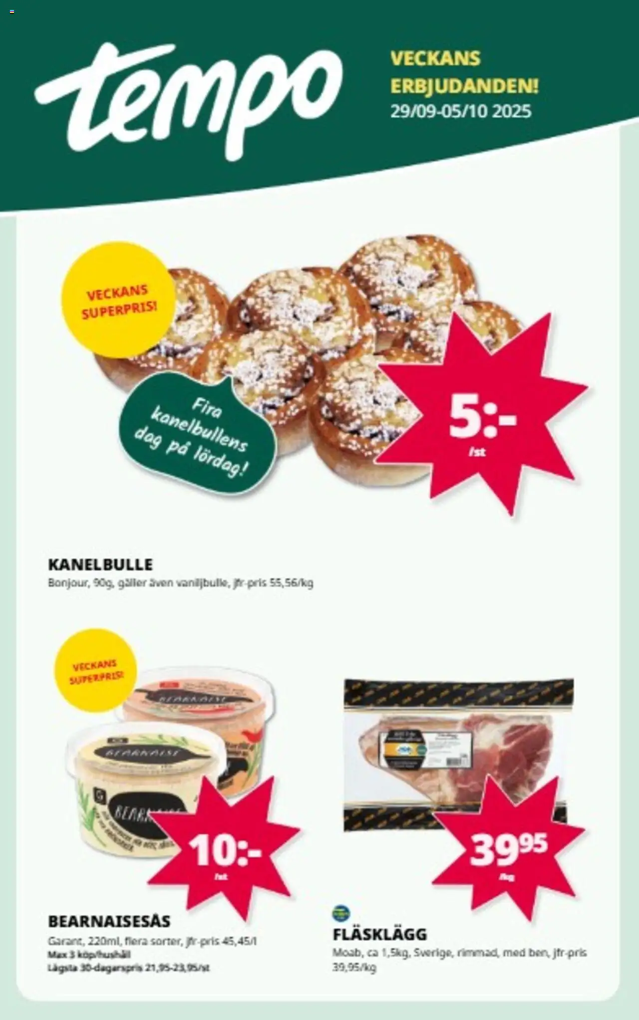 Aktuella reklamblad Tempo är giltig 29/09 2025 > Veckans Erbjudanden gäller från 29/09/2025 till 05/10/2025 sidnummer 1