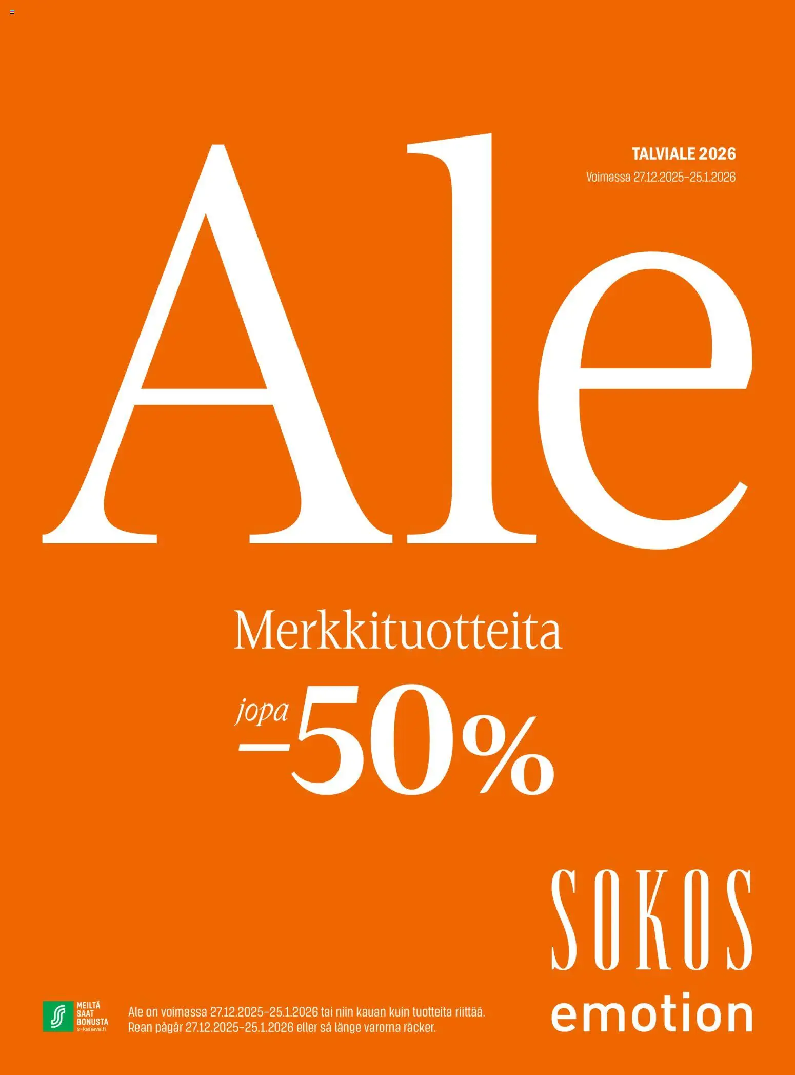 Kaupan Sokos Tarjoukset esikatselu, voimassa 27/12/2025