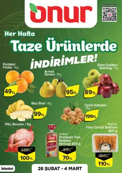 Onur Market Taze Ürünlerde İndirimler - İstanbul 26.02.2026 - Broşürünün önizlemesi