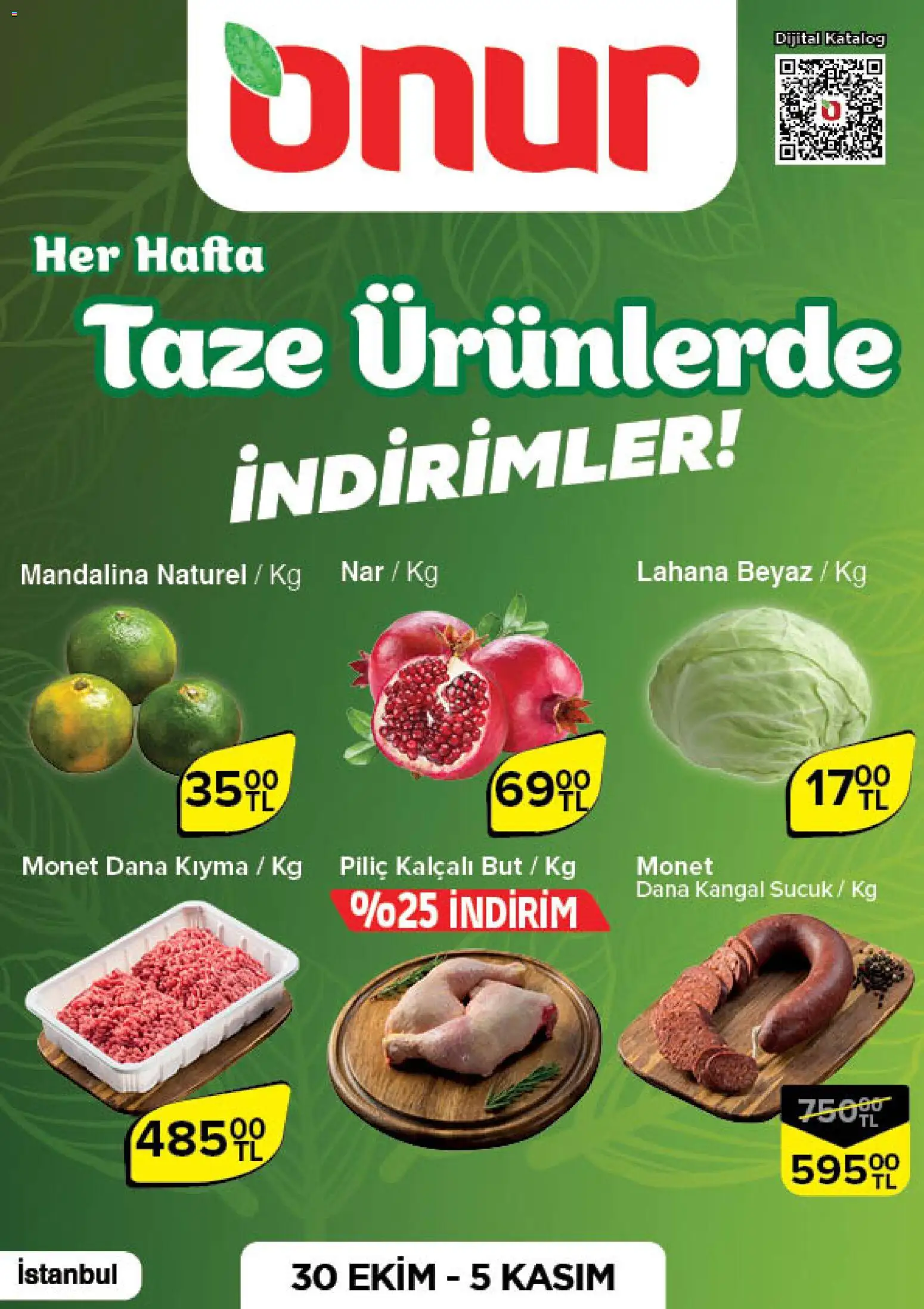 Onur Market Taze Ürünlerde İndirimler - İstanbul 30.10.2025 - Broşürünün önizlemesi