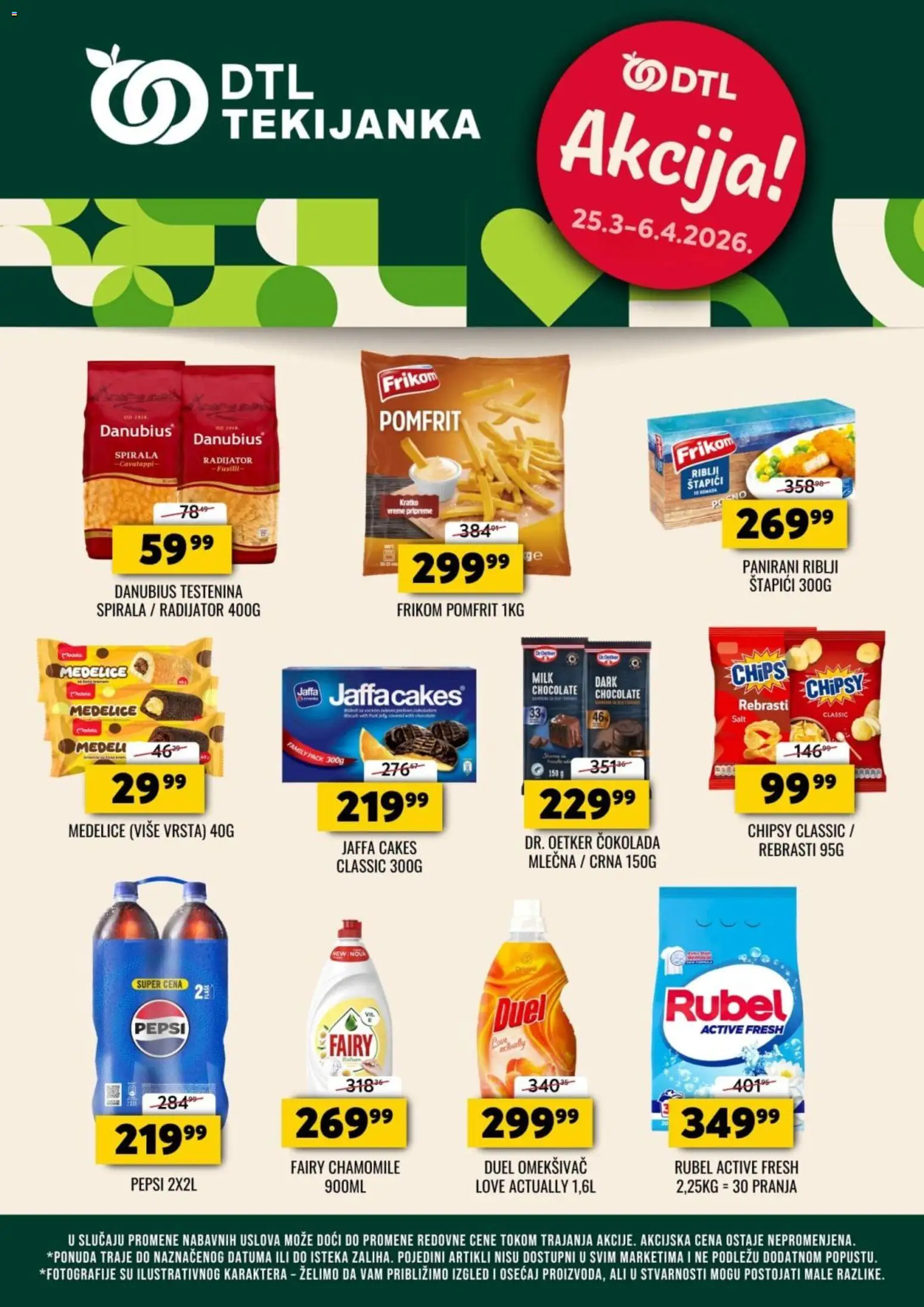 Pregled Tekijanka kataloga - važi od 25.03.2026 - Čokolada, Pomfrit, Pepsi, Radijator, Testenina, Omekšivač, Riblji štapići, Dr. Oetker