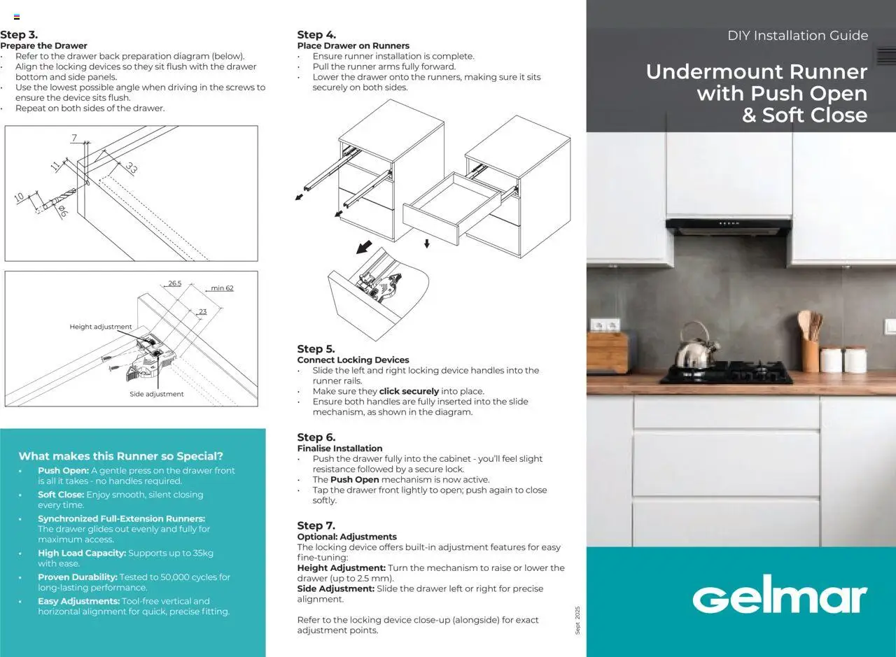 Gelmar Undermount Runner with Push Open & Soft Close from from Monday 01/09/2025 > Promotions